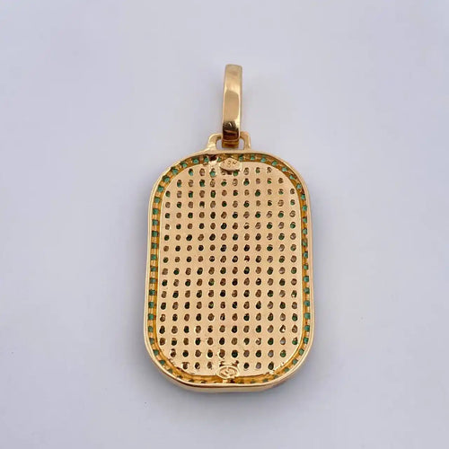 18K Gold Dollar Sign Pendant – Two-Tone with Zircons / 5.05g / 3.4cm
