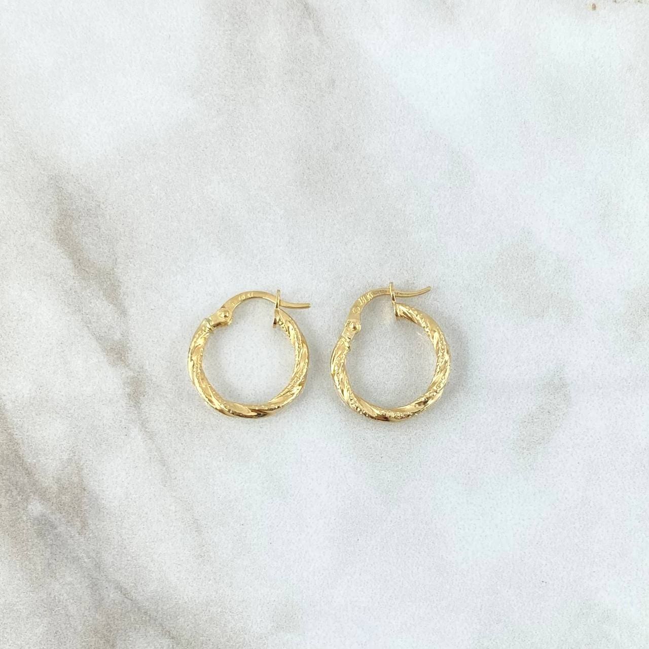 18K Yellow Gold “Asby” Textured Melcocha Hoop Earrings – 1.65g, 2.8cm