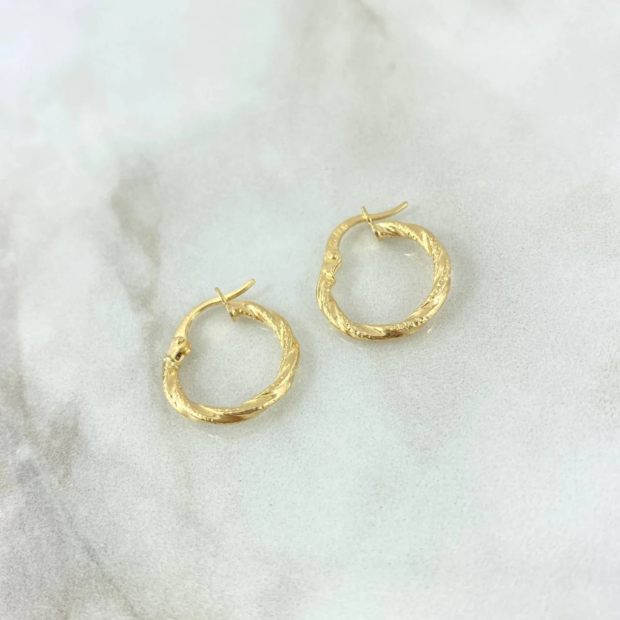 18K Yellow Gold “Asby” Textured Melcocha Hoop Earrings – 1.65g, 2.8cm