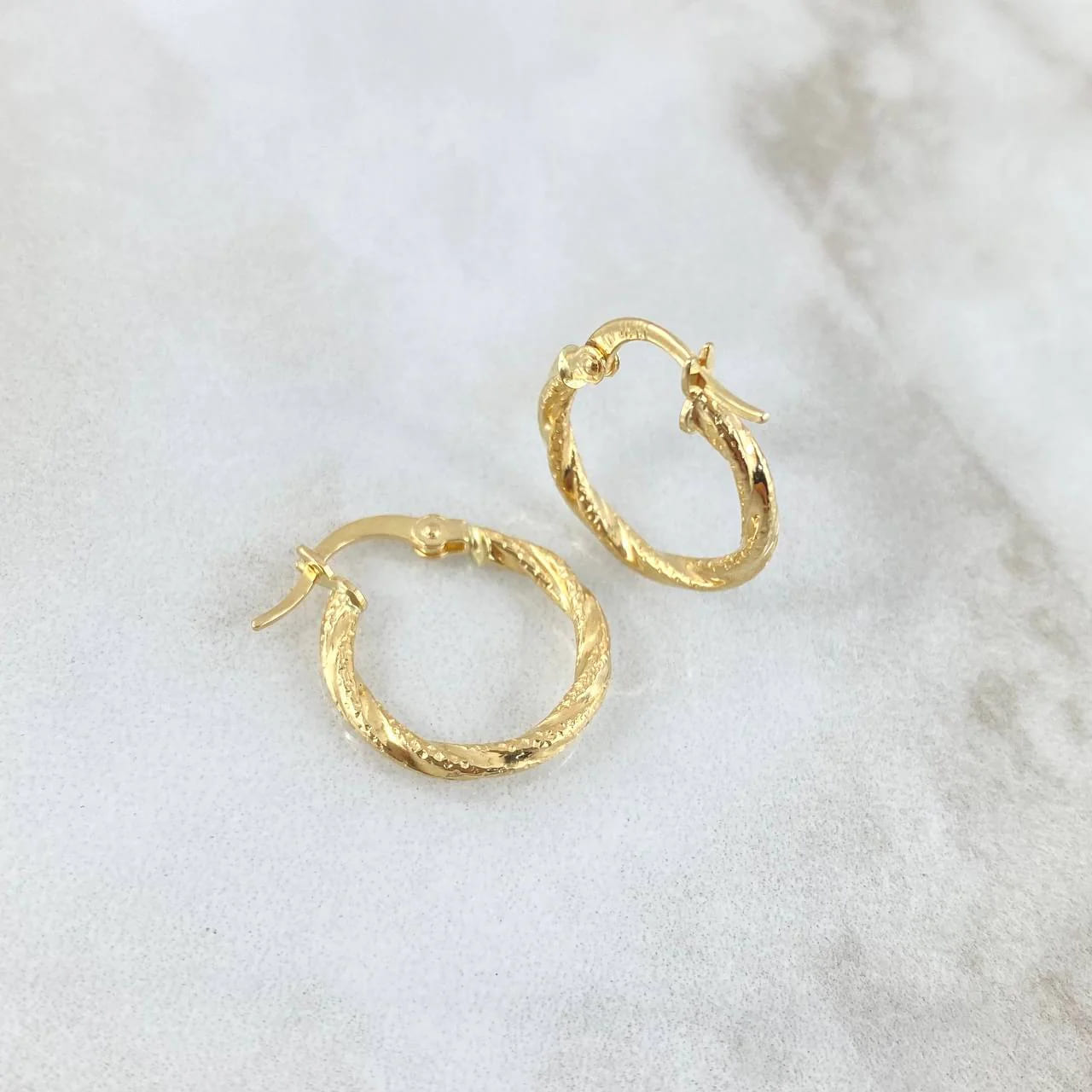 18K Yellow Gold “Asby” Textured Melcocha Hoop Earrings – 1.65g, 2.8cm