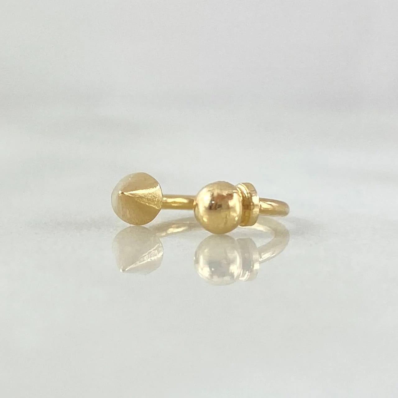 18K Yellow Gold Curved “Punta” Piercing with Ball-Thread Closure – 0.5g, 1cm