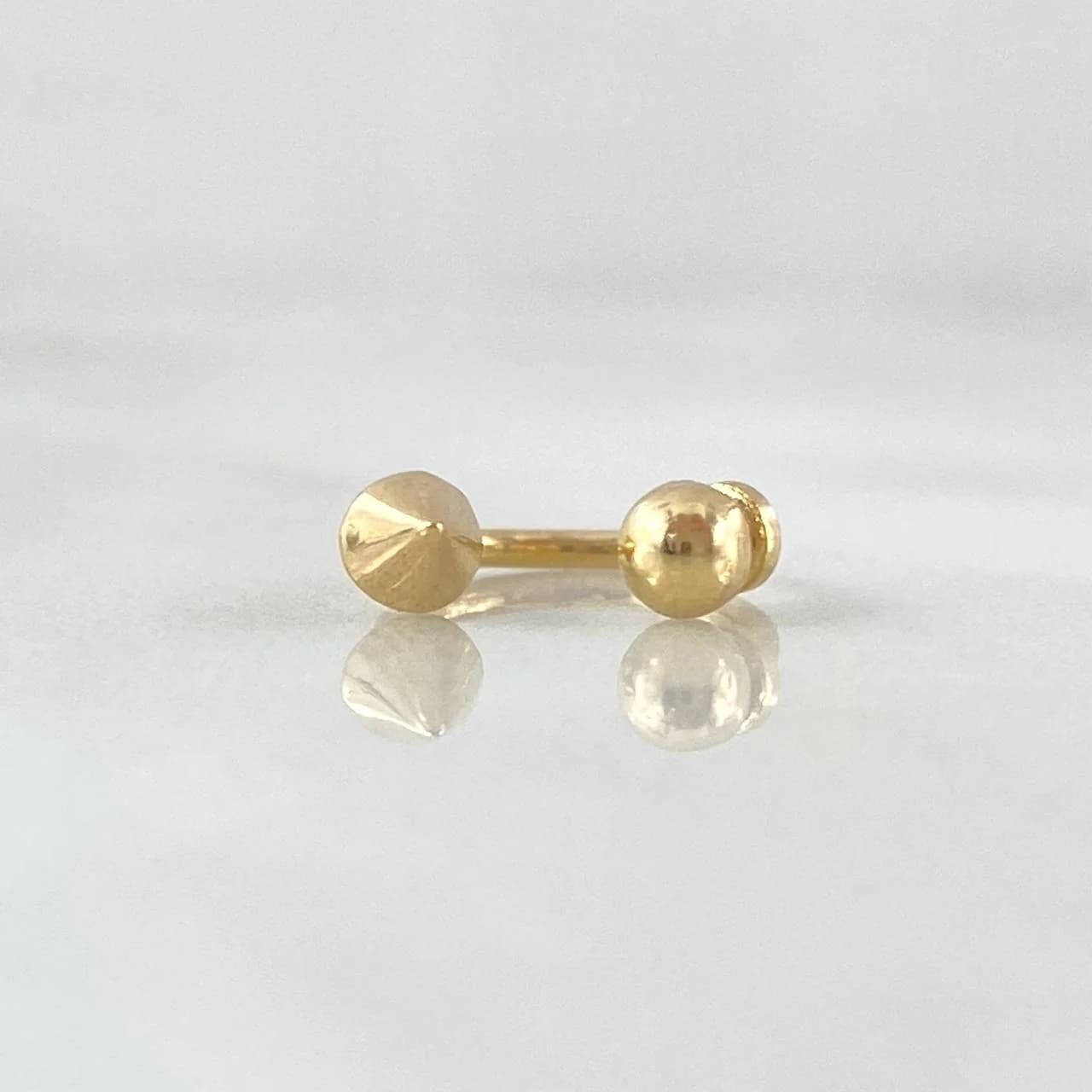 18K Yellow Gold Curved “Punta” Piercing with Ball-Thread Closure – 0.5g, 1cm