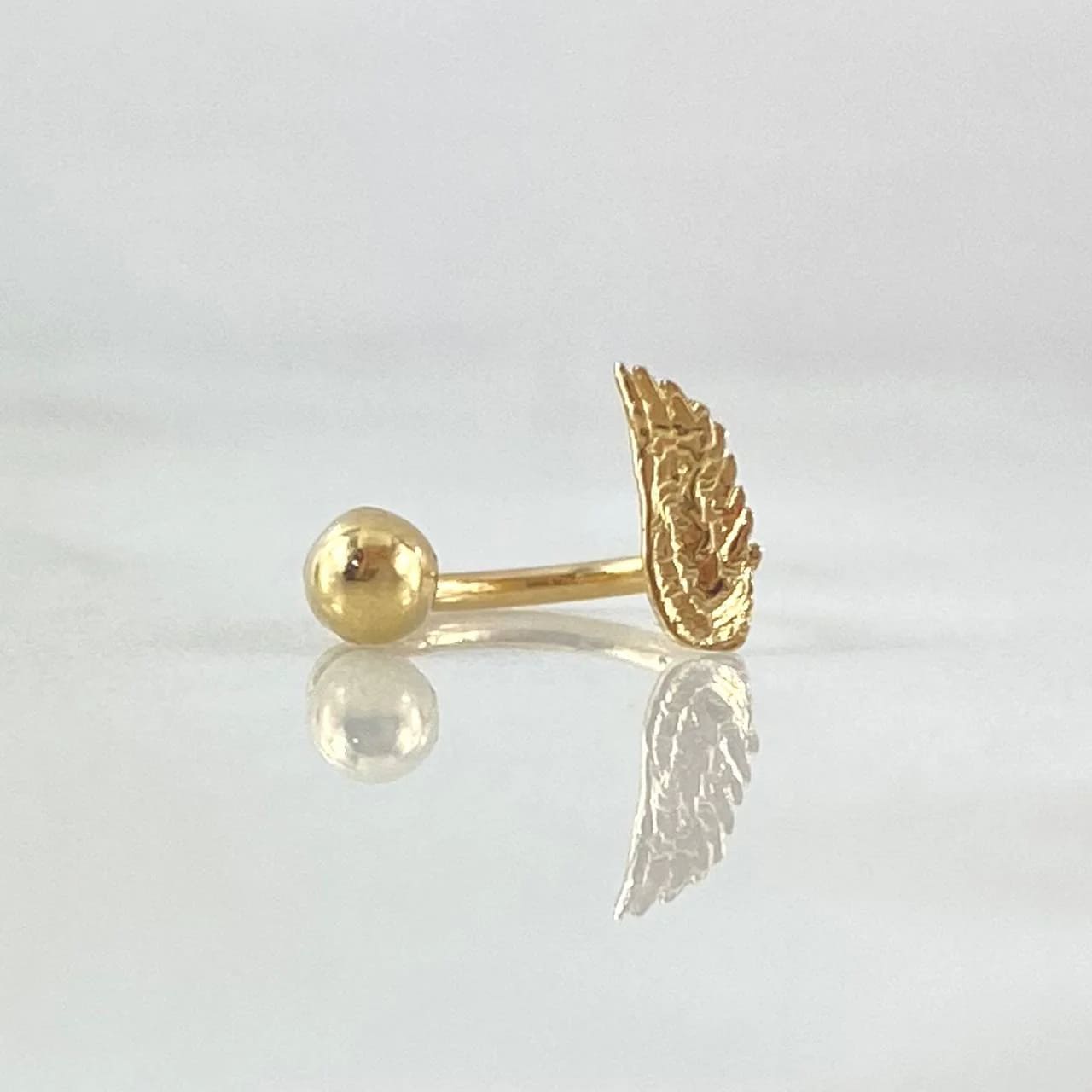 18K Yellow Gold “Leaf Curve” Piercing with Ball-Thread Closure – 0.4g, 1cm