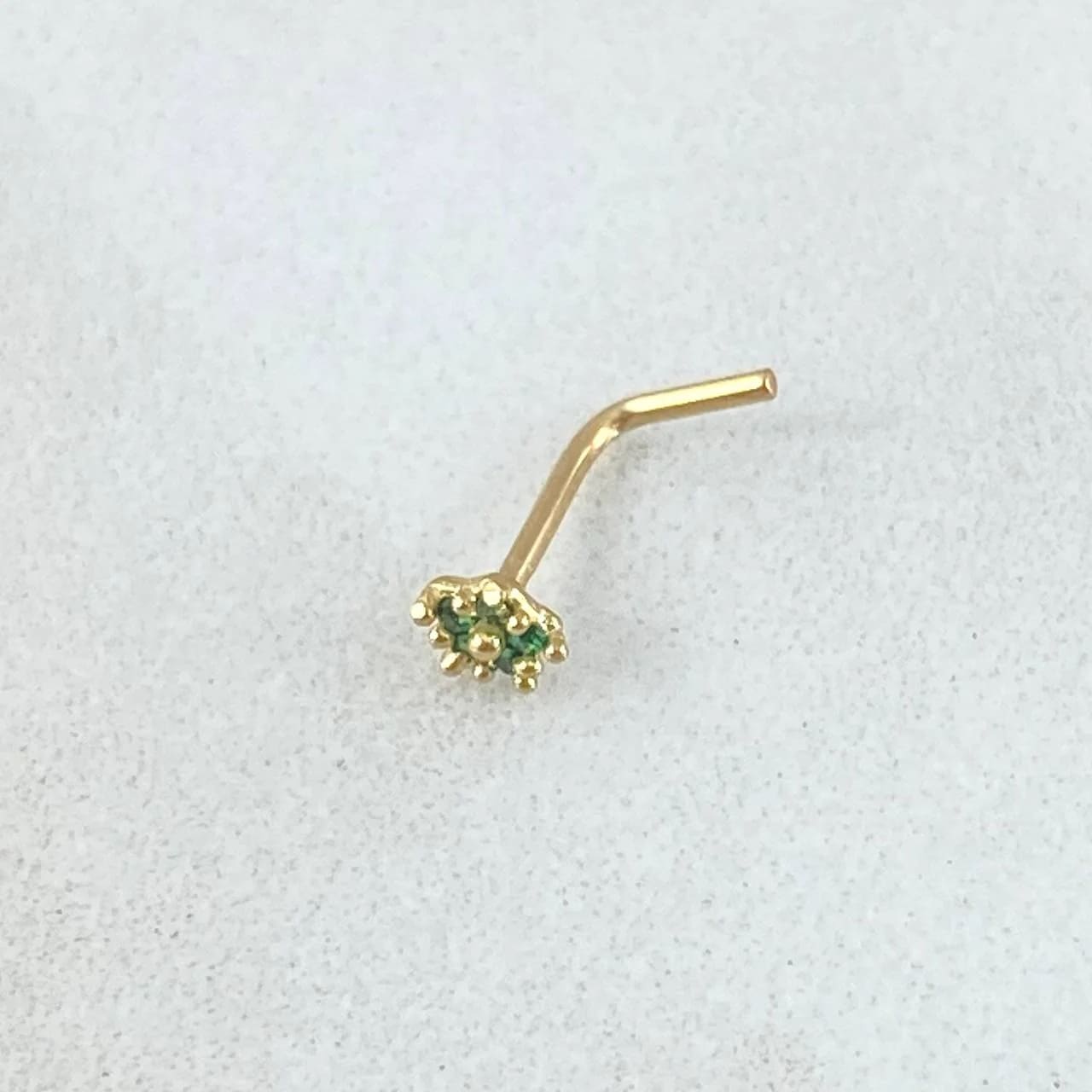 18K Yellow Gold “Floral Spark” Piercing with Green Zircons – 0.15g