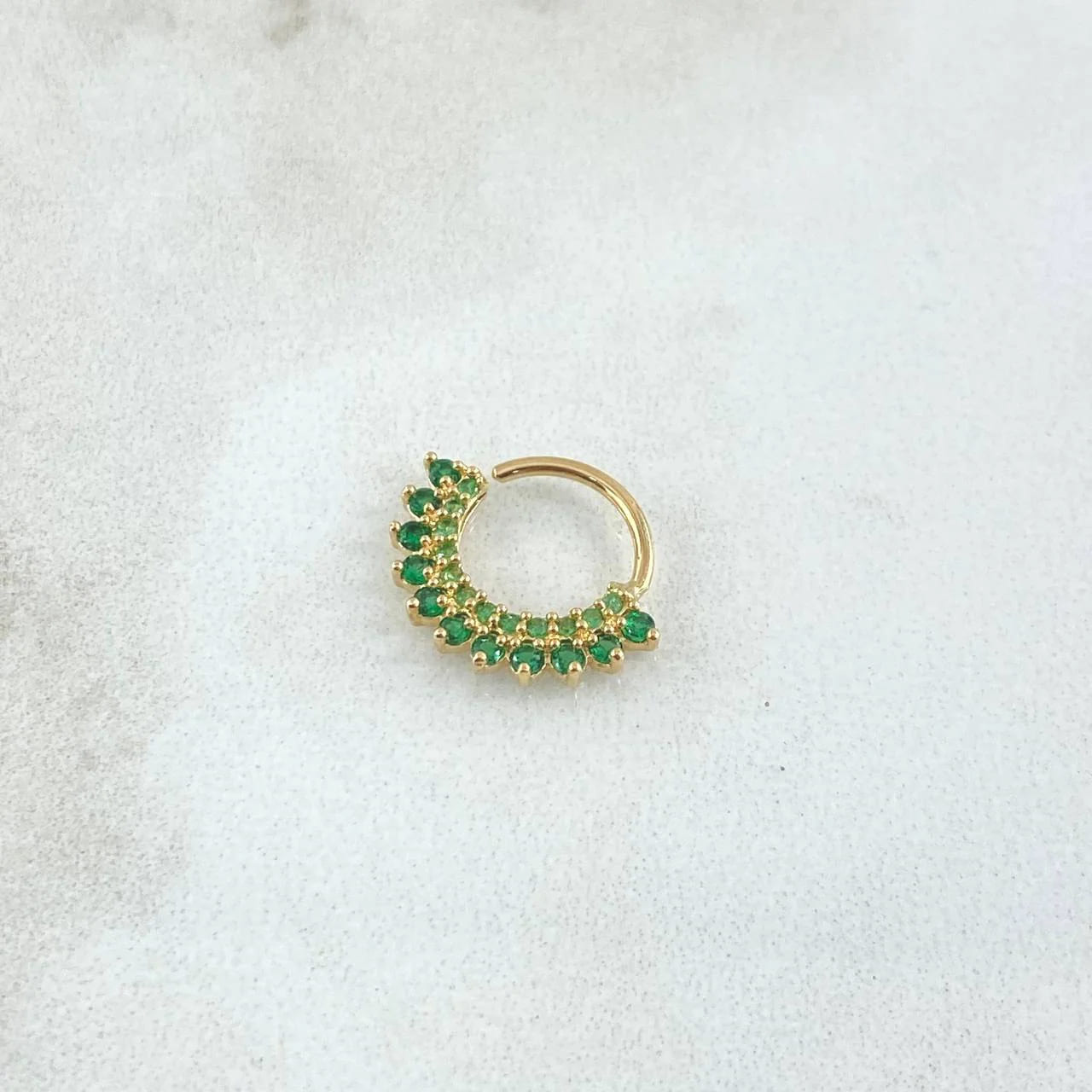 18K Yellow Gold “Maya Tiara” Earcuff with Green Zircons – 0.9g, 1.3cm