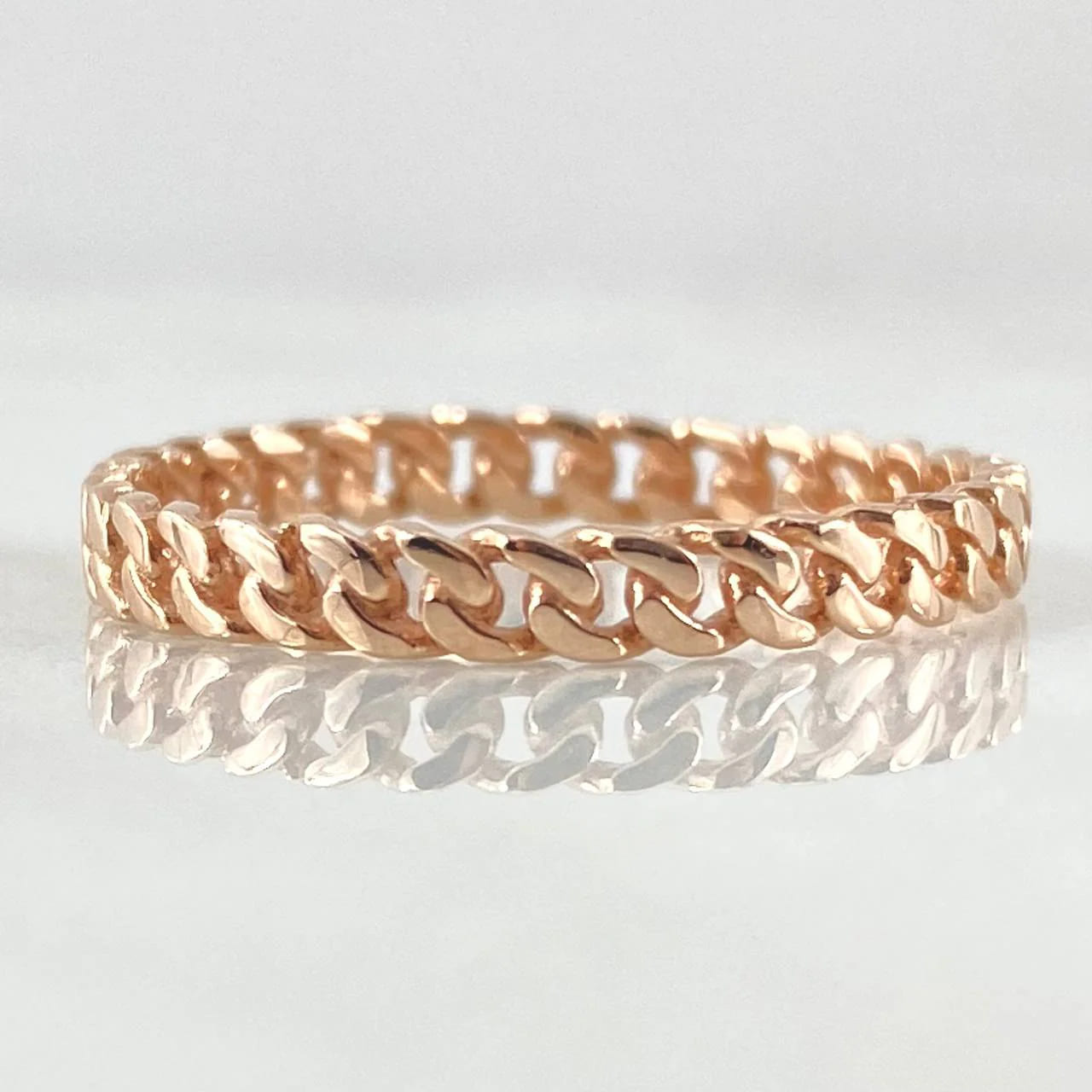 18K Rose Gold Cuban Chain Ring – 1.7g, Size 7.75