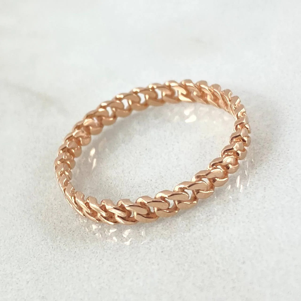 18K Rose Gold Cuban Chain Ring – 1.7g, Size 7.75