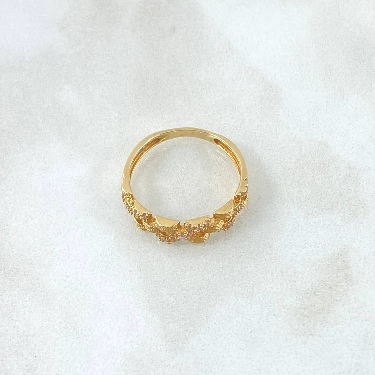 18K Yellow Gold Interlaced Rustic Strap Ring – 2.3g, Size 6.25