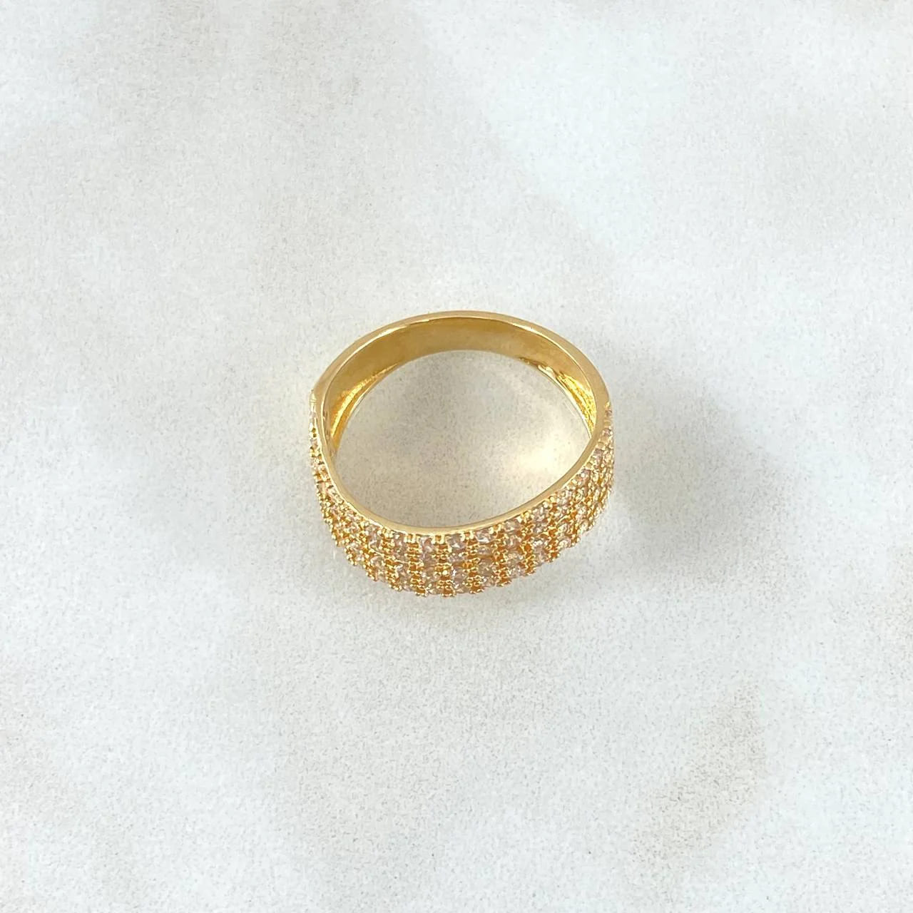 18K Yellow Gold Curved Churumbela Ring with White Zircons – 3.75g, Size 6.5