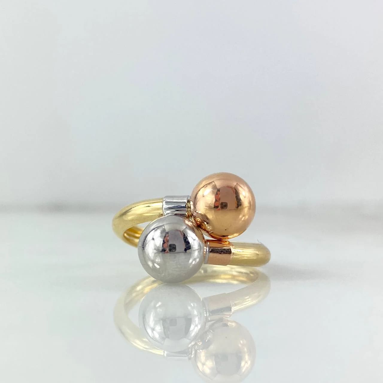18K Tri-Color Gold “You and Me” Ring – 1.7g, Size 7.5, 7mm
