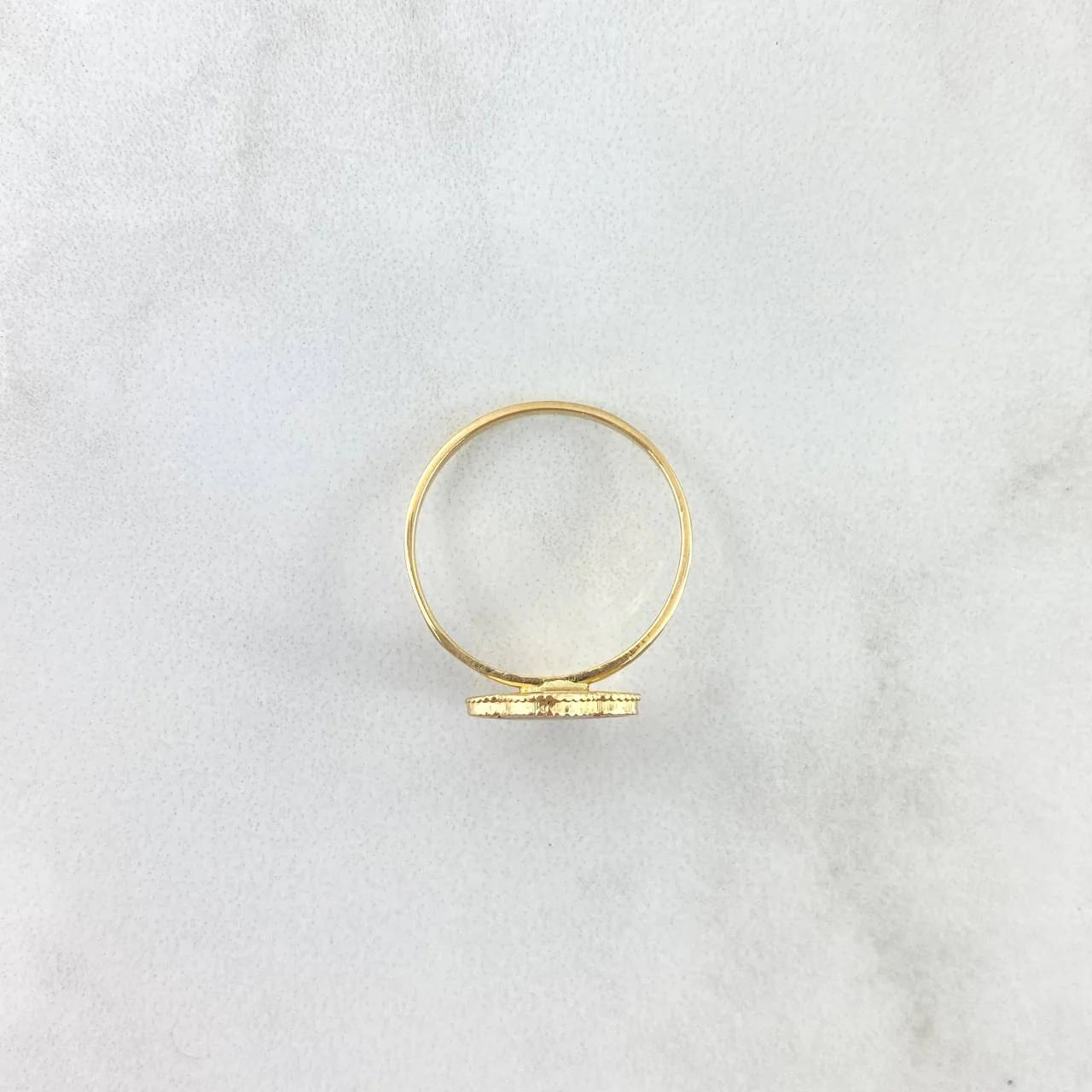 18K Yellow Gold Clover VCyA Ring with Electrostatic Red Detail – 1.9g, Size 7.5