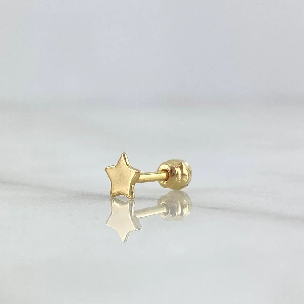 18K Yellow Gold Star Piercing with Ball-Thread Closure – 0.3g, 1cm