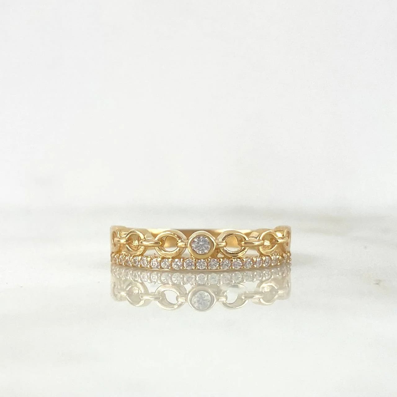 18K Yellow Gold Full Eternity Churumbela Ring with White Zircons – 2.15g, Size 7.25