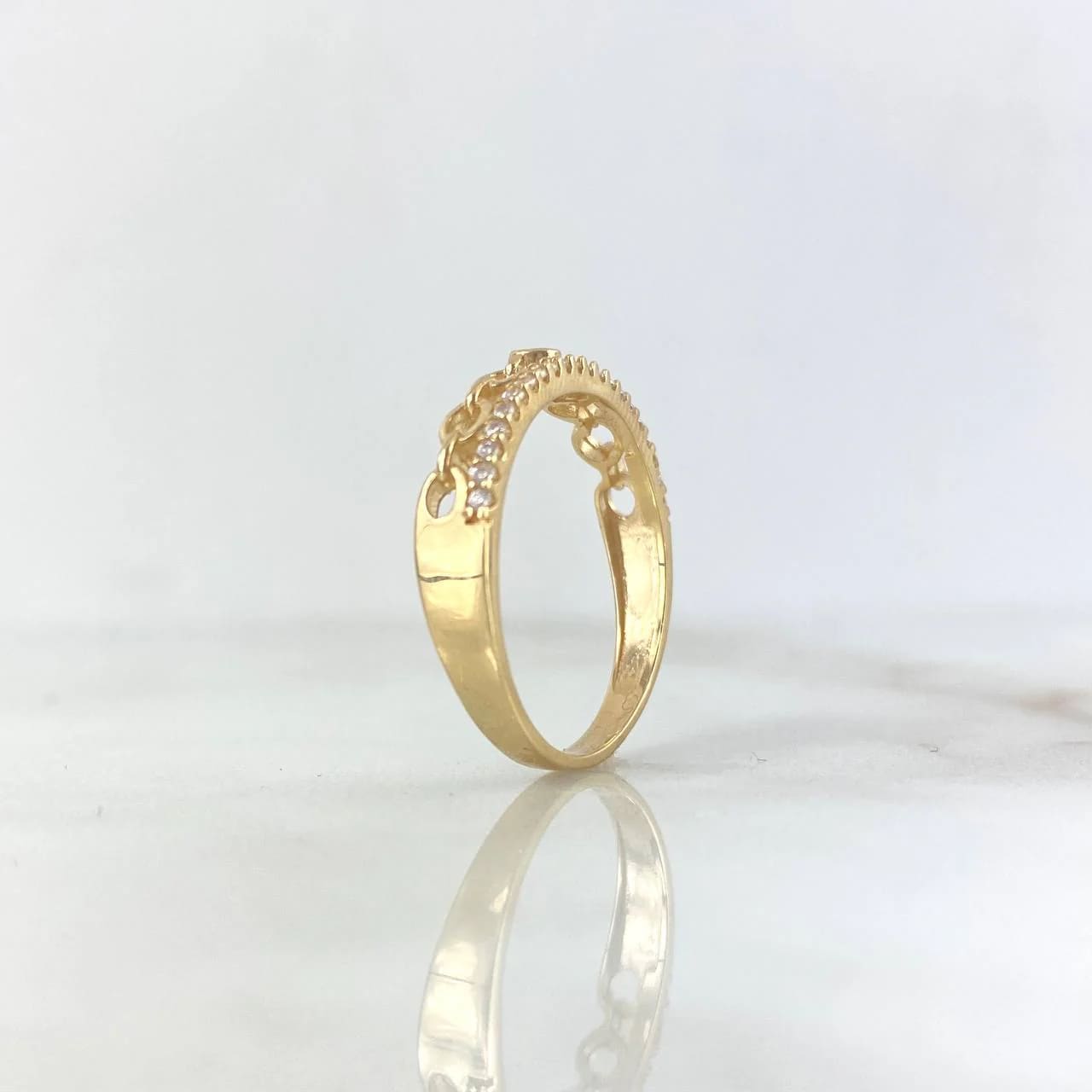 18K Yellow Gold Full Eternity Churumbela Ring with White Zircons – 2.15g, Size 7.25