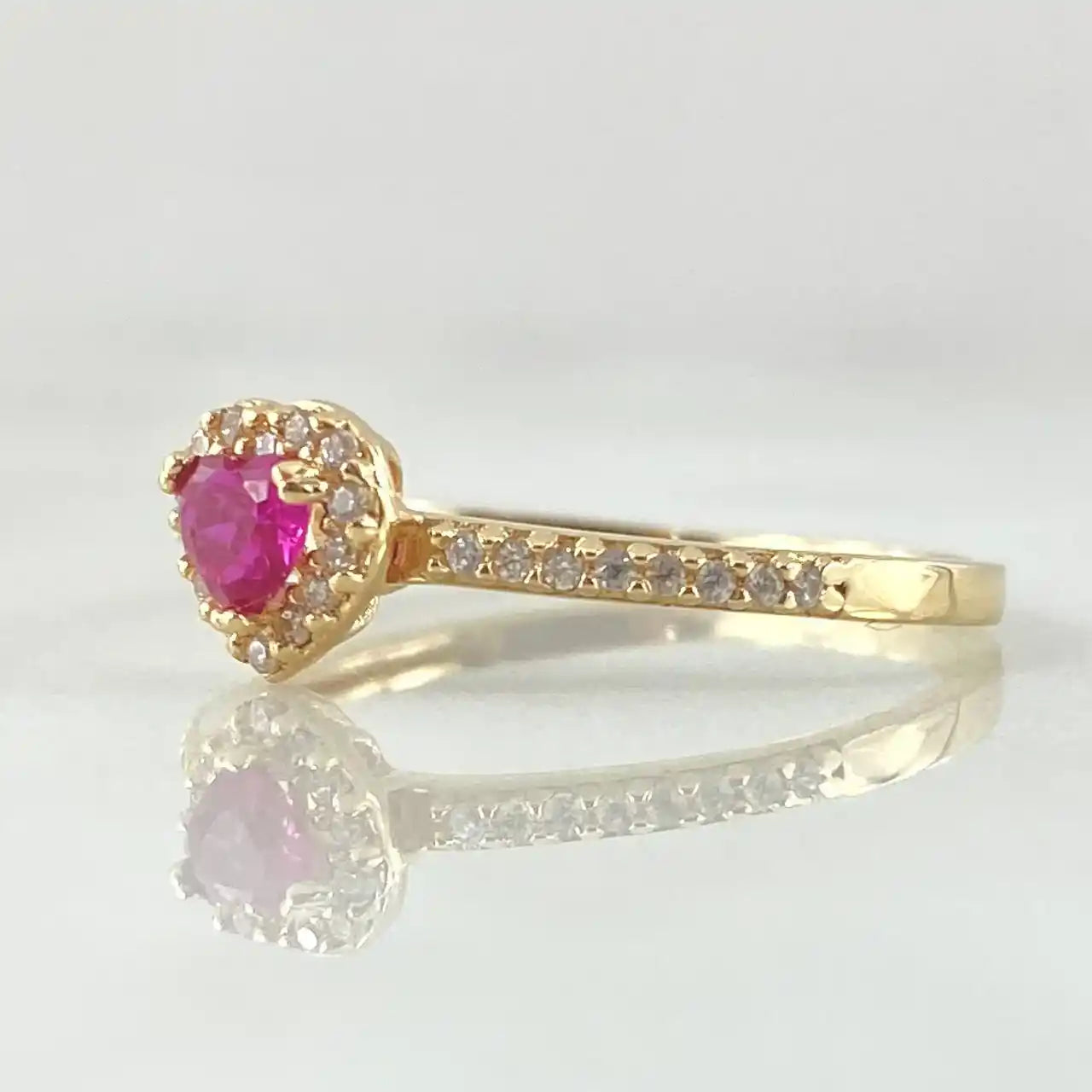 18K Gold Solitaire Ring – Halo Heart Design – 1.95g / Size 8.25