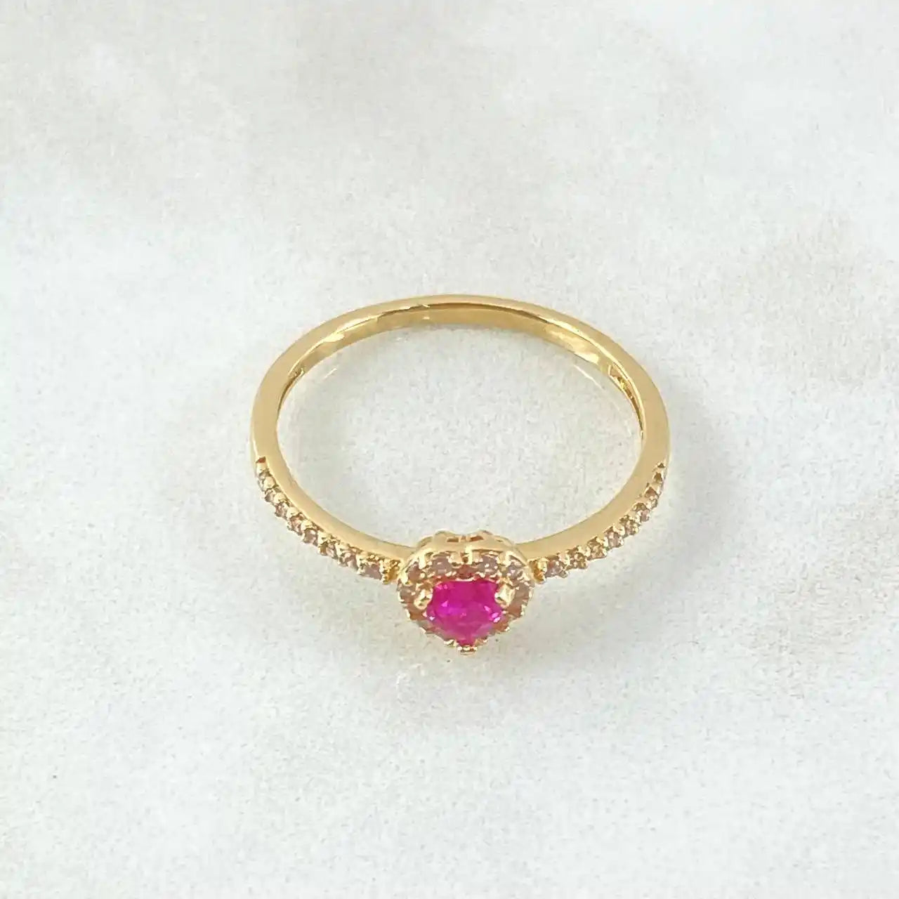 18K Gold Solitaire Ring – Halo Heart Design – 1.95g / Size 8.25
