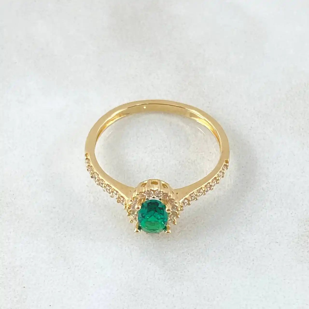 18K Gold Solitaire Ring – Halo Oval Design – 2.1g / Size 6