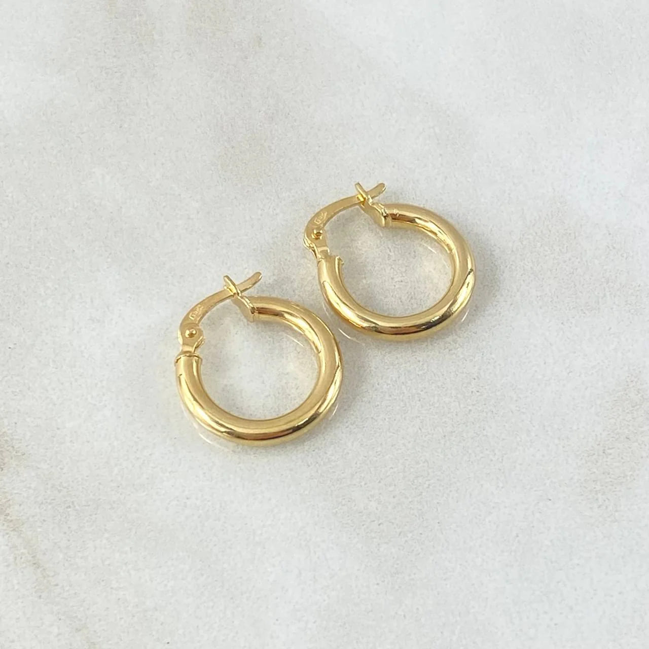 18K Yellow Gold Polished “Jass” Hoop Earrings – 1.85g, 1.7cm